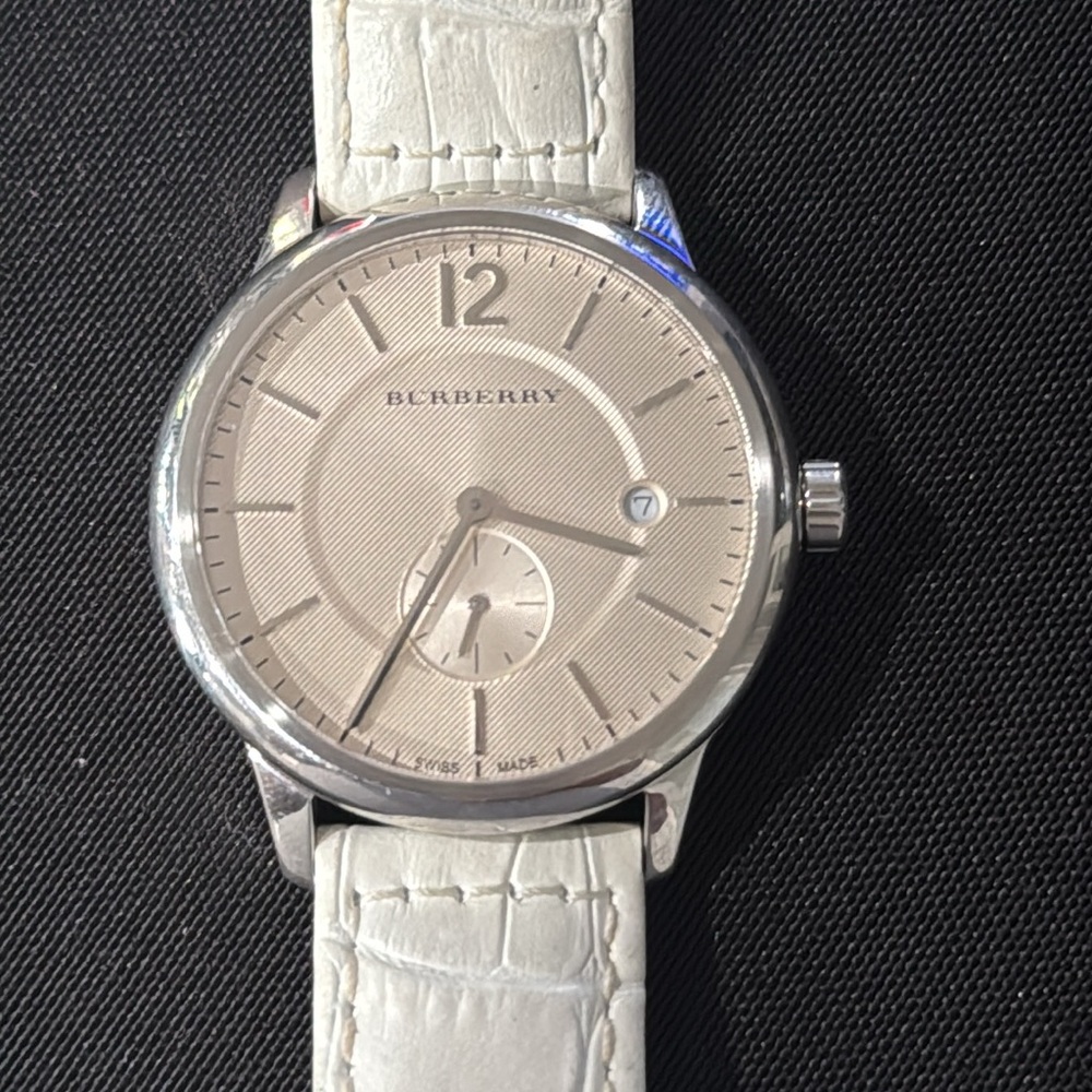 Ladies white band Burberry watch used a few times
